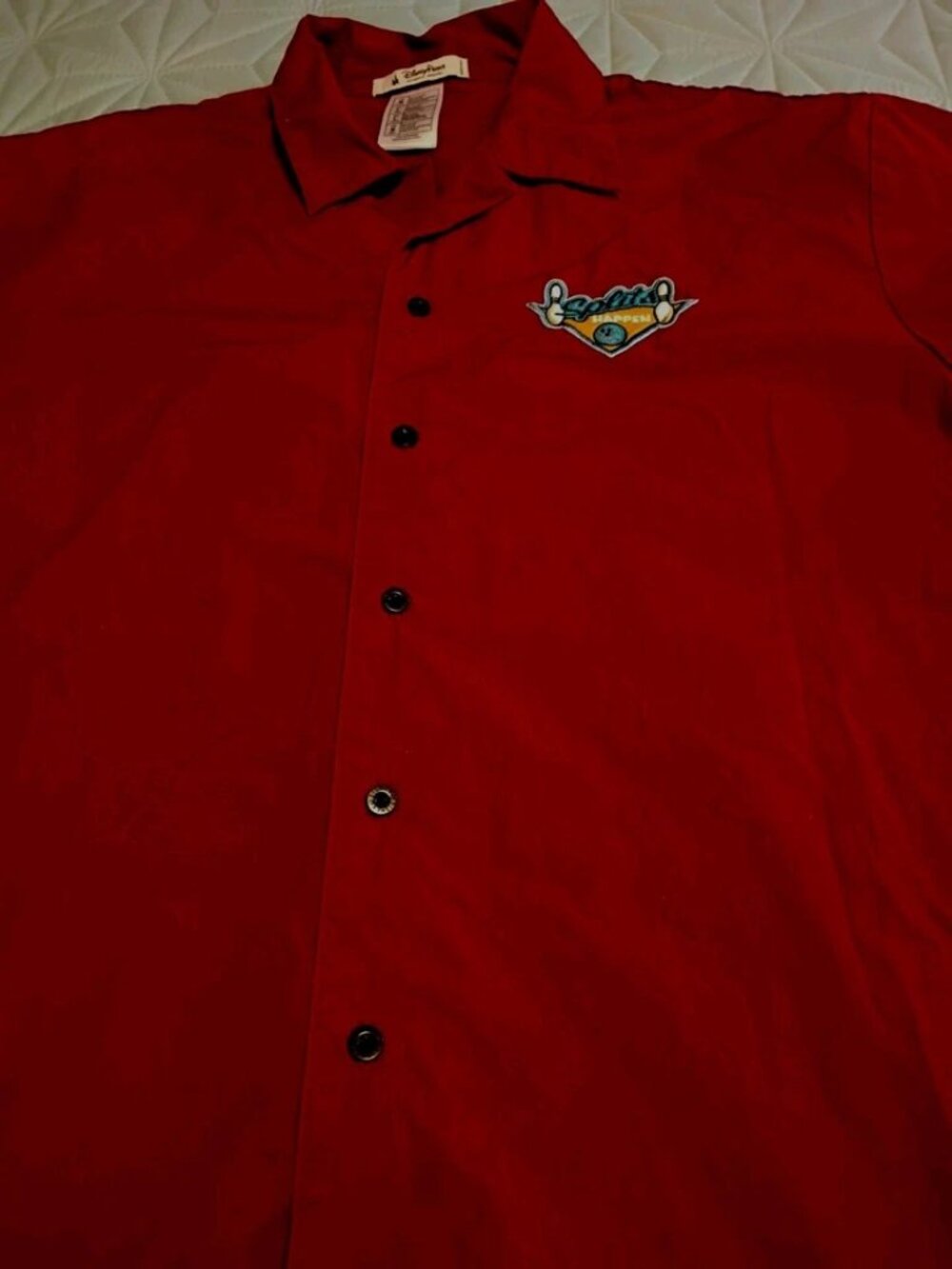Vtg 90's Disney Goofy Gutter Balls Short Sleeve Button Up Shirt Maroon L/XL New